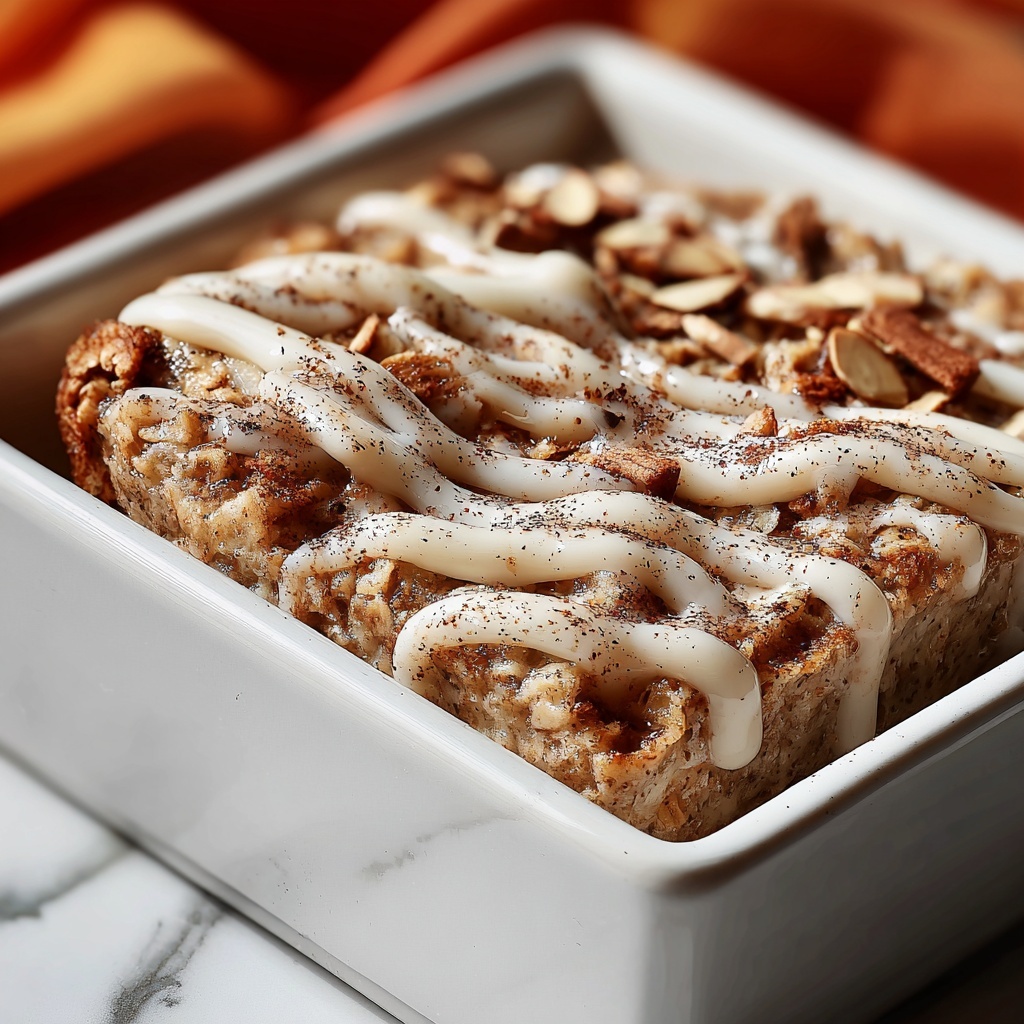 High-Protein Cinnamon Roll Baked Oatmeal Recipe - Recipe Image