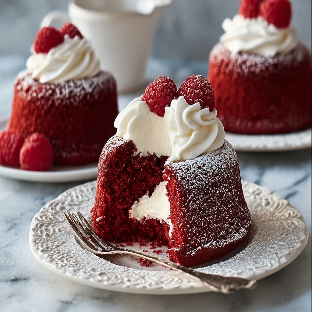 Irresistible Molten Red Velvet Cakes with Creamy Topping Recipe - Recipe Image