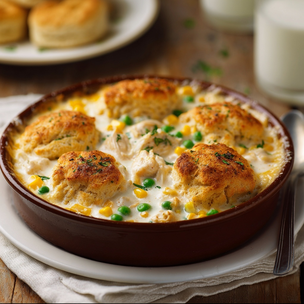Chicken Cobbler with Red Lobster Cheddar Bay Biscuit Topping Recipe - Recipe Image