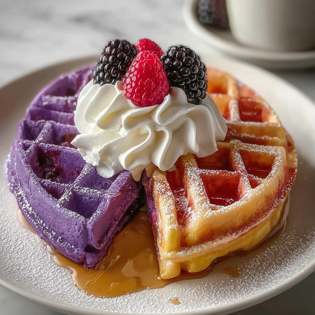 Ultimate Crispy Ube Waffles Recipe - Recipe Image
