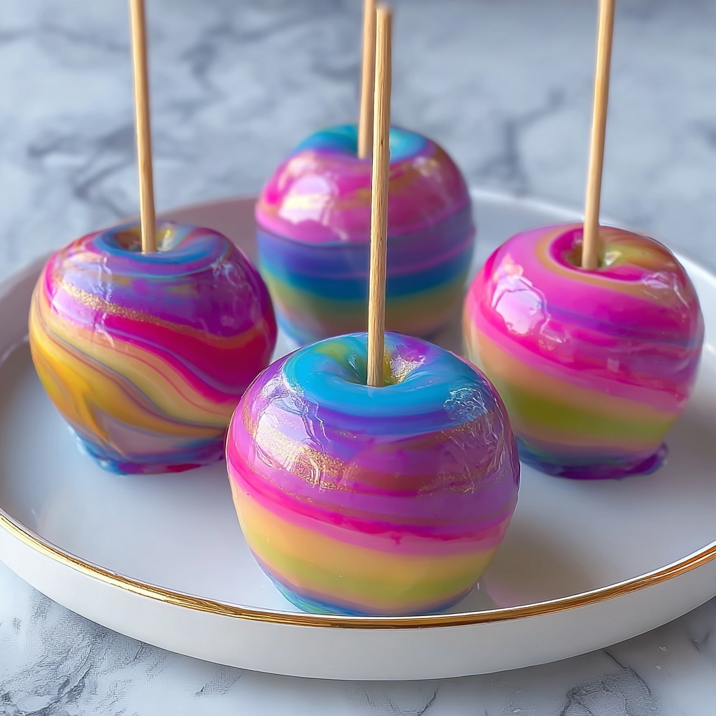 Rainbow Swirl Candy Apples Recipe - Recipe Image