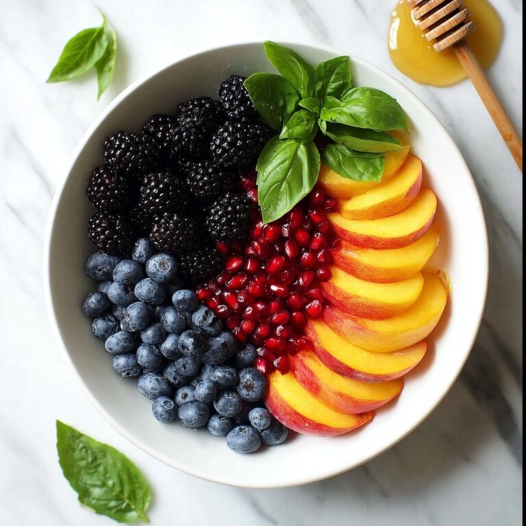 Honey Lime Basil Peach Fruit Salad Recipe