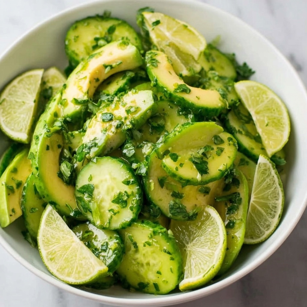 Healthy Cucumber Avocado Salad with Tangy Lime and Fresh Cilantro Recipe - Recipe Image
