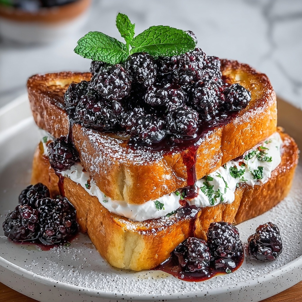 Blackberry Compote French Toast with Lemon Cinnamon Drizzle Recipe - Recipe Image
