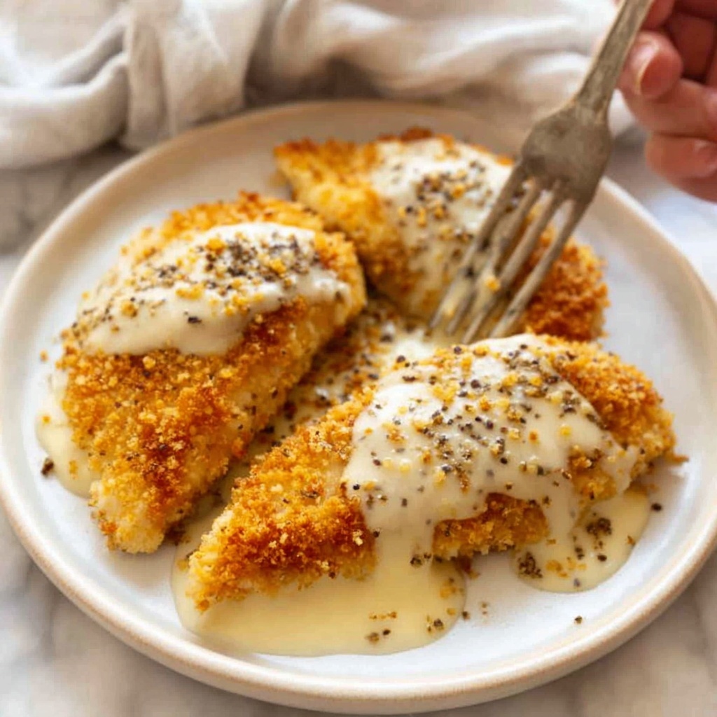 Parmesan Crusted Chicken with Garlic Sauce Recipe - Recipe Image