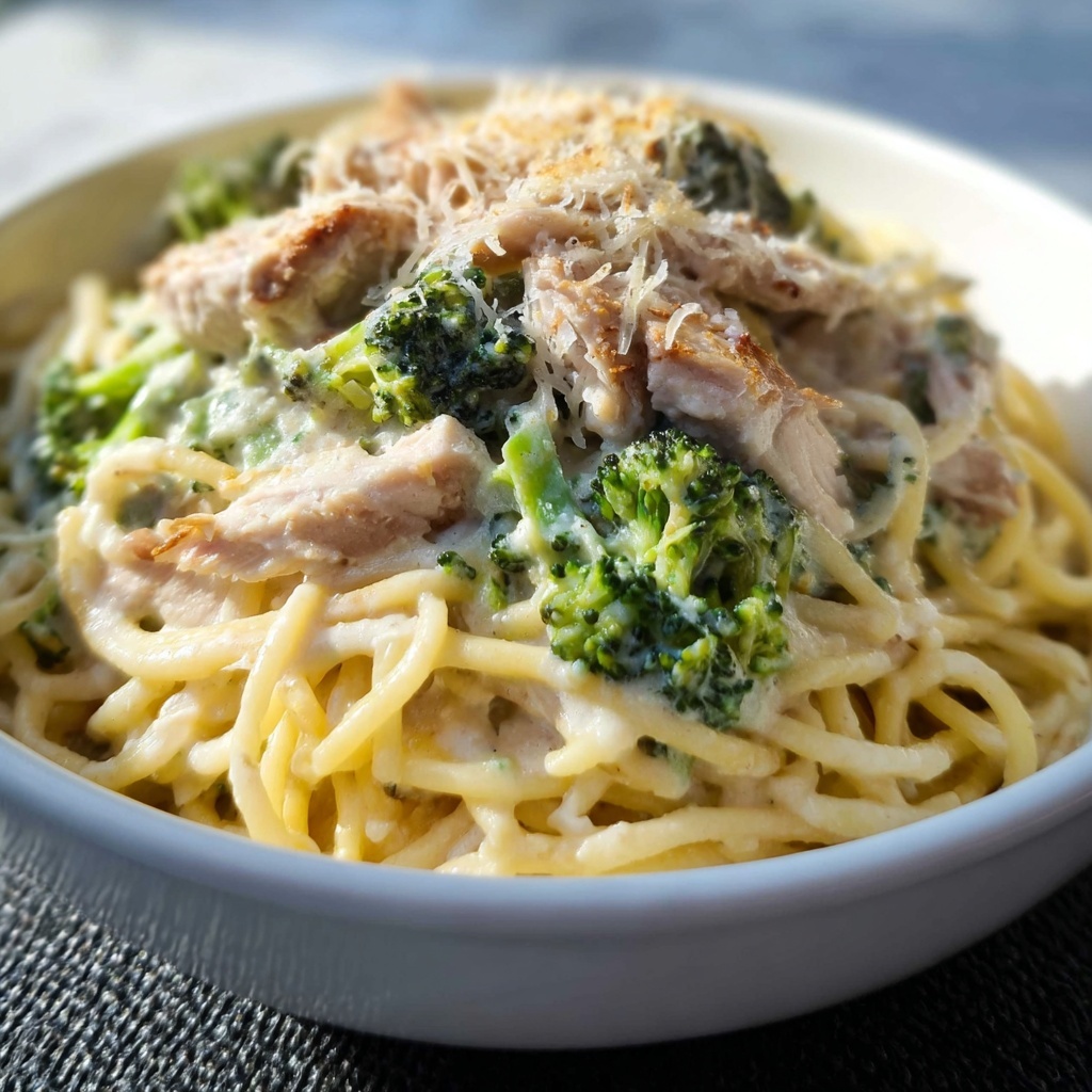Cheesy Garlic Chicken and Broccoli Pasta Recipe - Recipe Image