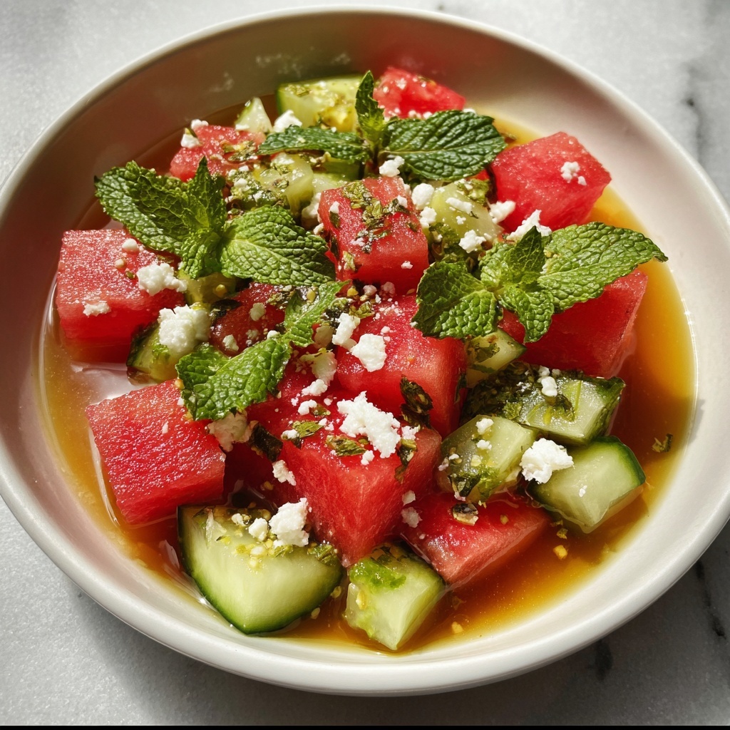 Watermelon Salad with Cucumber and Feta Recipe - Recipe Image