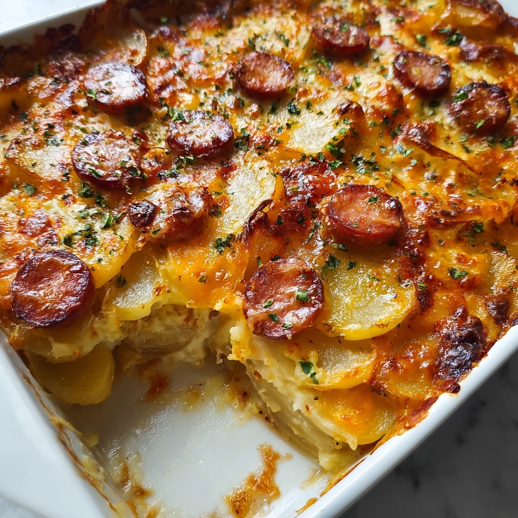 Cheese Potato and Smoked Sausage Casserole: A Cozy Classic Recipe - Recipe Image