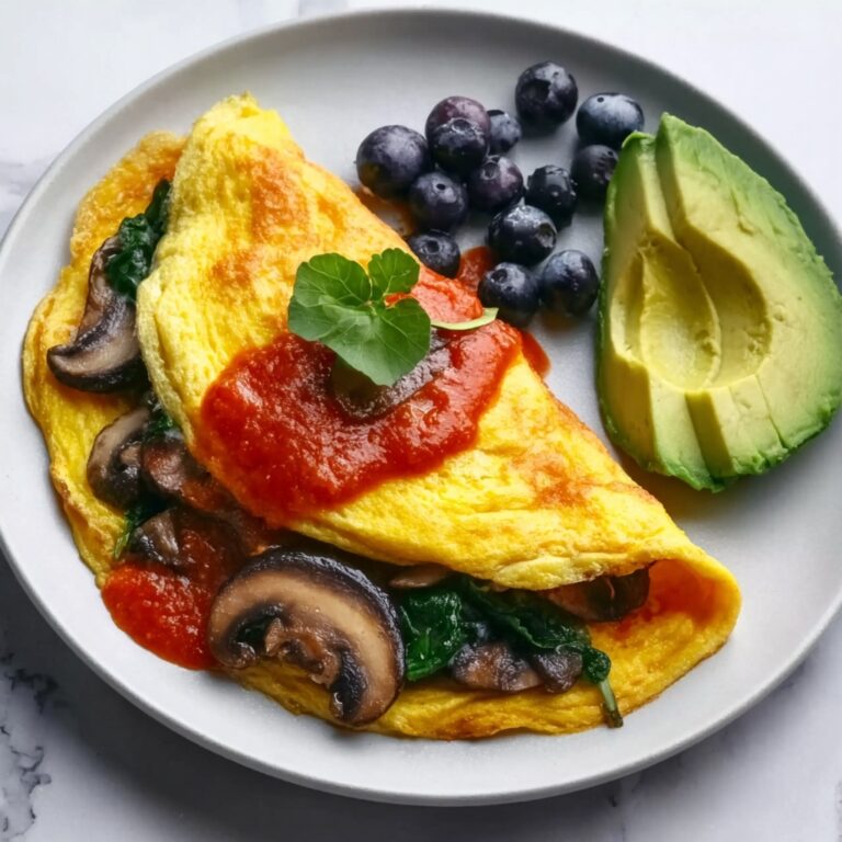 Vegan Mushroom Omelette with Spinach and Avocado Recipe