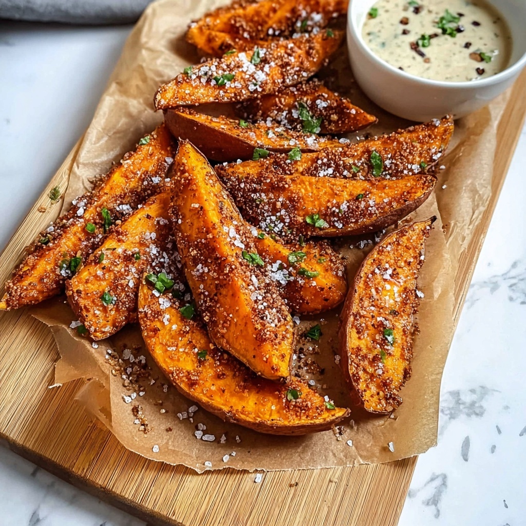 Garlic Parmesan Sweet Potato Wedges Recipe - Recipe Image