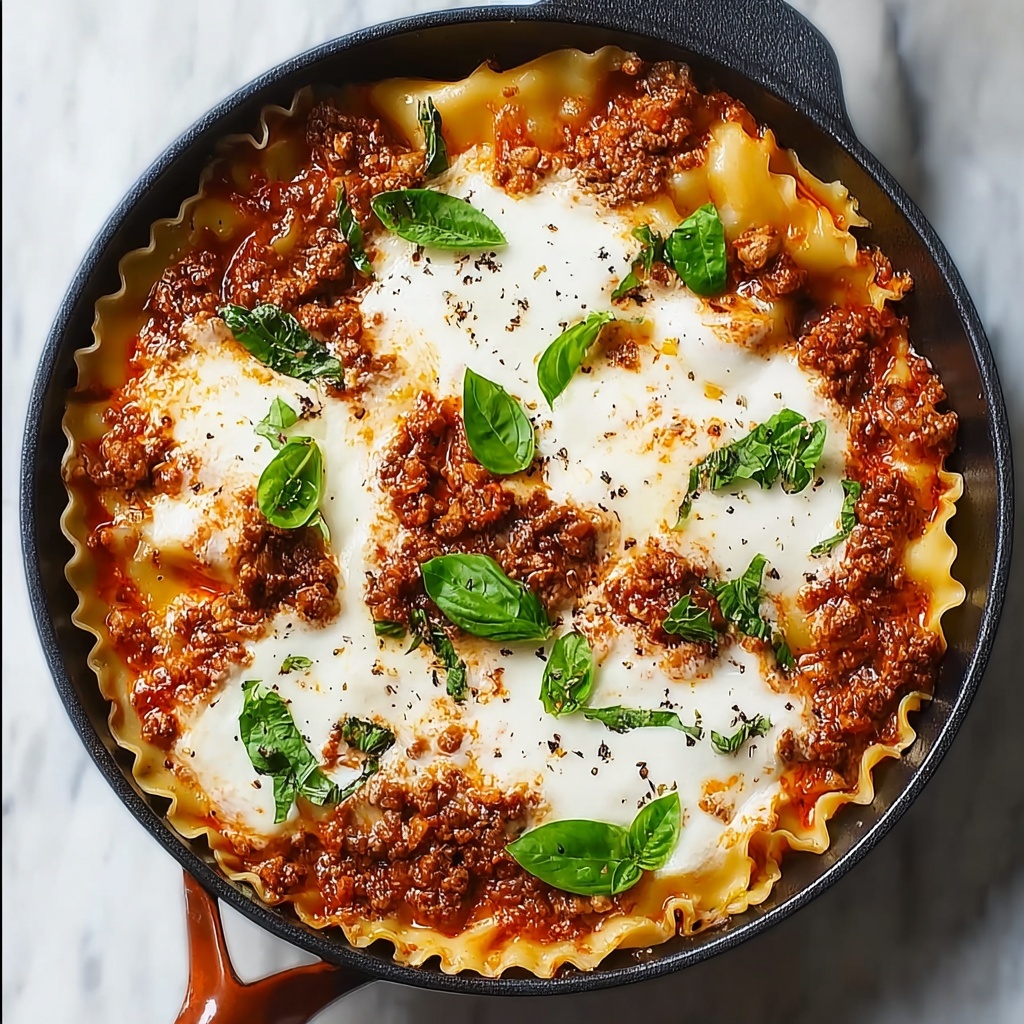 Easy One-Pan Skillet Lasagna: Quick Cheesy Comfort Recipe - Recipe Image