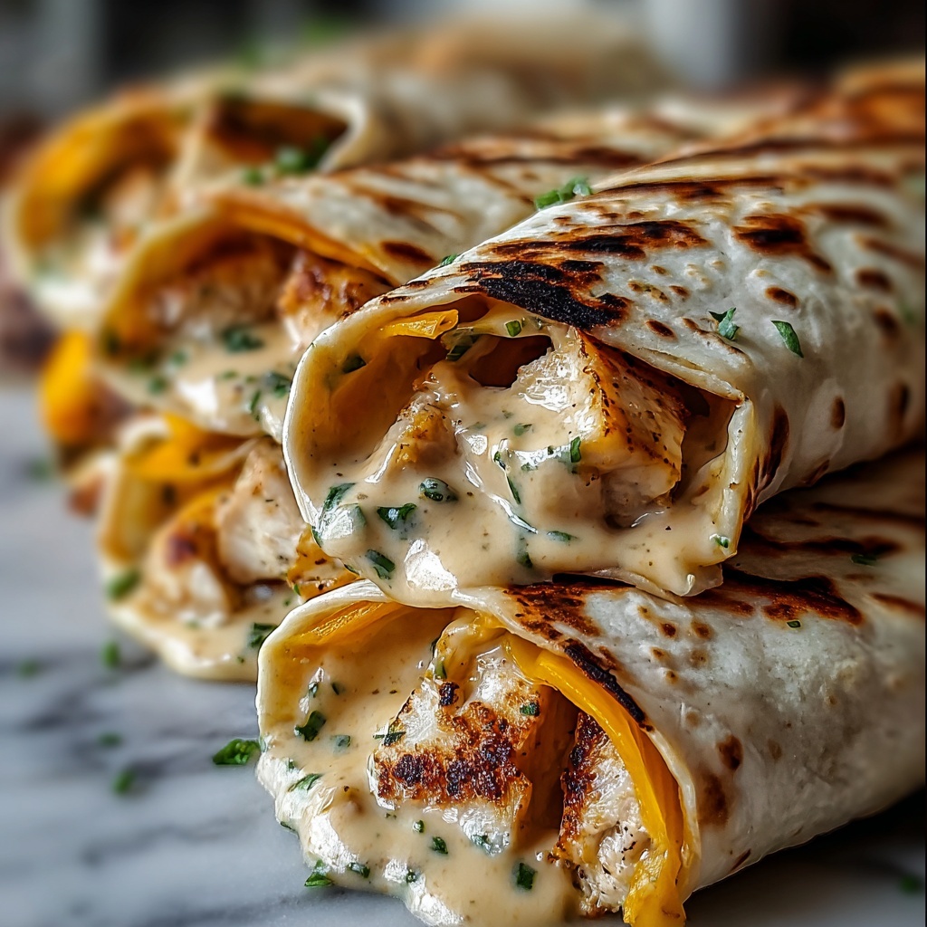 Cheesy Garlic Chicken Wraps Recipe - Recipe Image