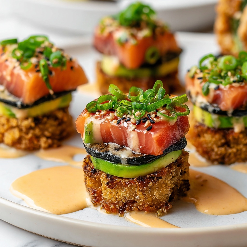 Crispy Rice Sushi Cupcakes with Smoked Salmon and Avocado Recipe - Recipe Image