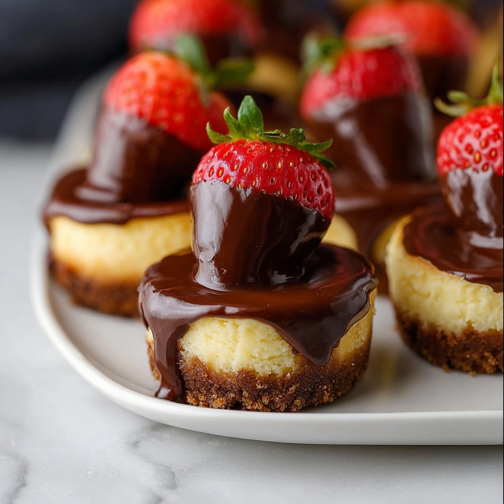 Chocolate-Dipped Strawberry Mini Cheesecakes Recipe - Recipe Image