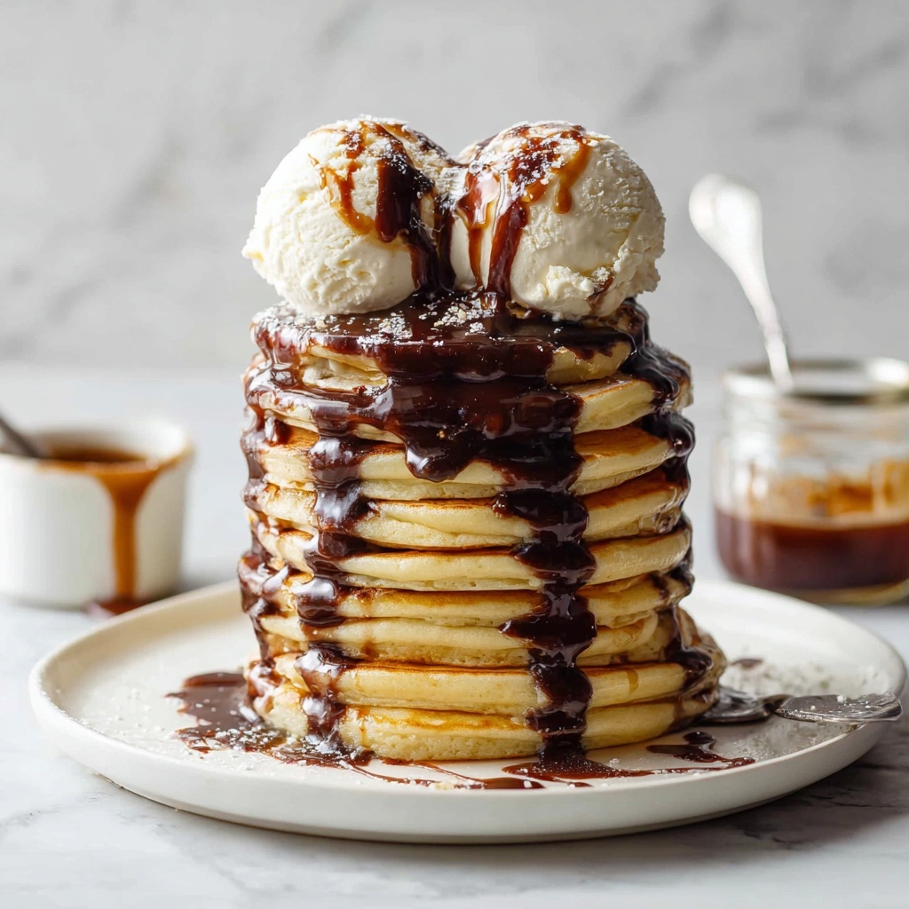 Vegan Pancakes with Salted Caramel and Chocolate Fudge Sauces Recipe - Recipe Image