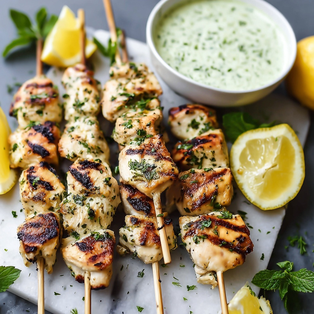 Greek Lemon Chicken Skewers with Tzatziki Sauce Recipe - Recipe Image