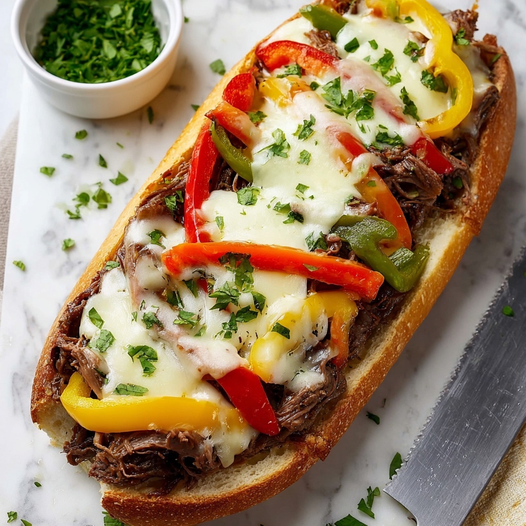 Philly Cheesesteak Cheesy Bread Recipe - Recipe Image