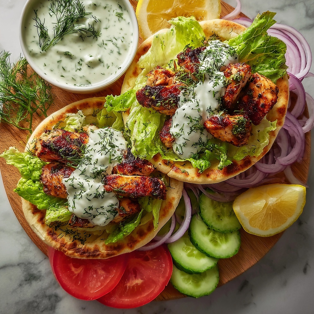 Greek Chicken Gyros with Lemon-Herb Marinade and Tzatziki Recipe - Recipe Image