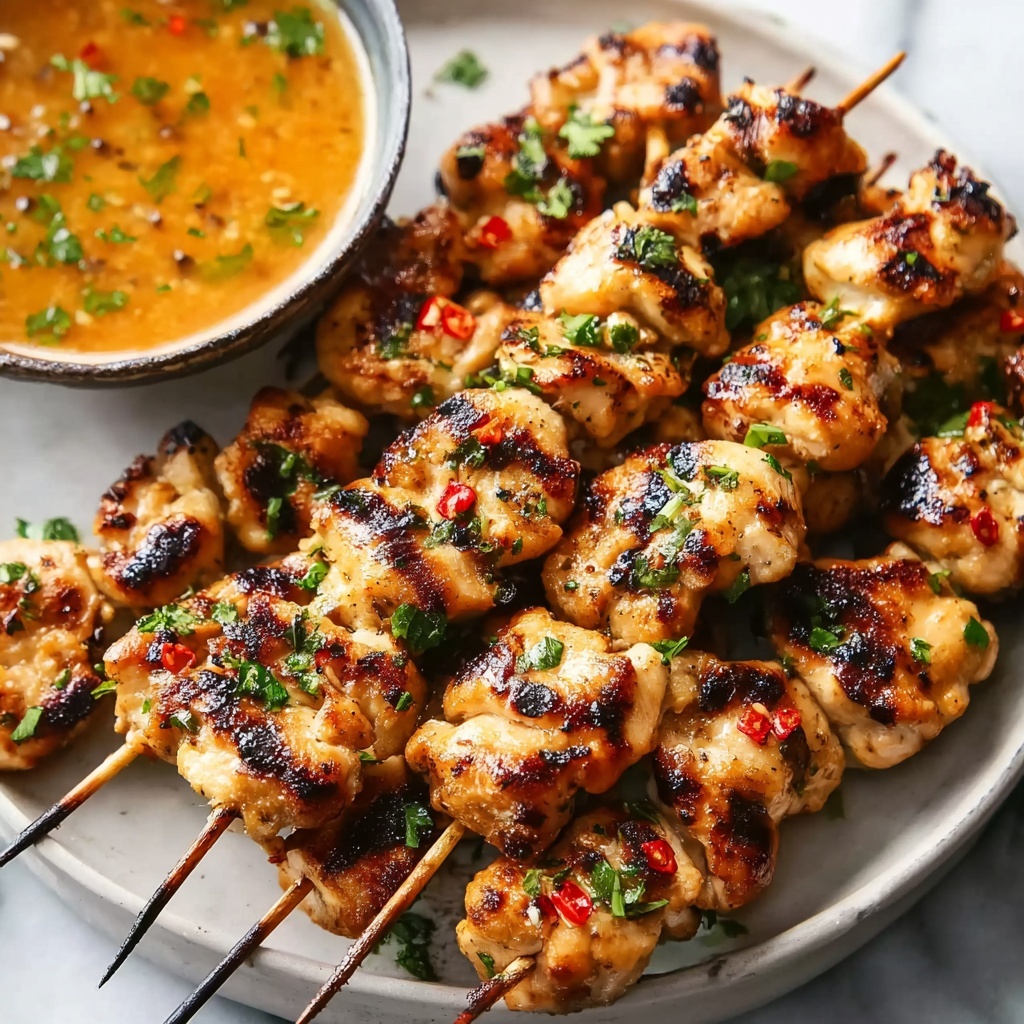 Easy Grilled Thai Chicken Skewers with Peanut Sauce Recipe - Recipe Image