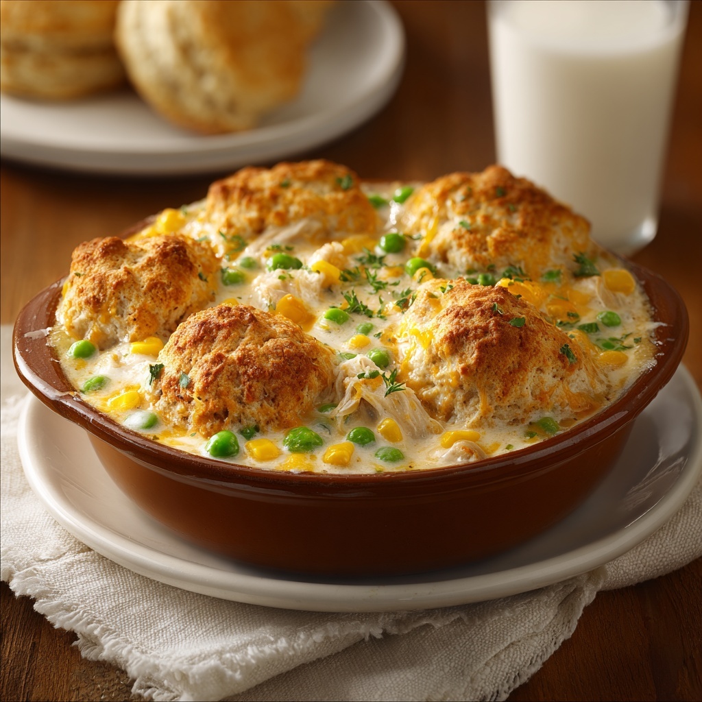 Chicken Cobbler with Red Lobster Cheddar Bay Biscuit Topping Recipe - Recipe Image