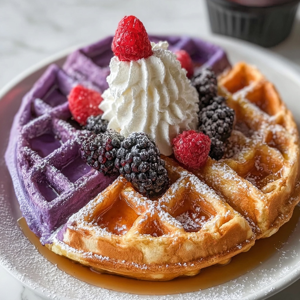 Ultimate Crispy Ube Waffles Recipe - Recipe Image