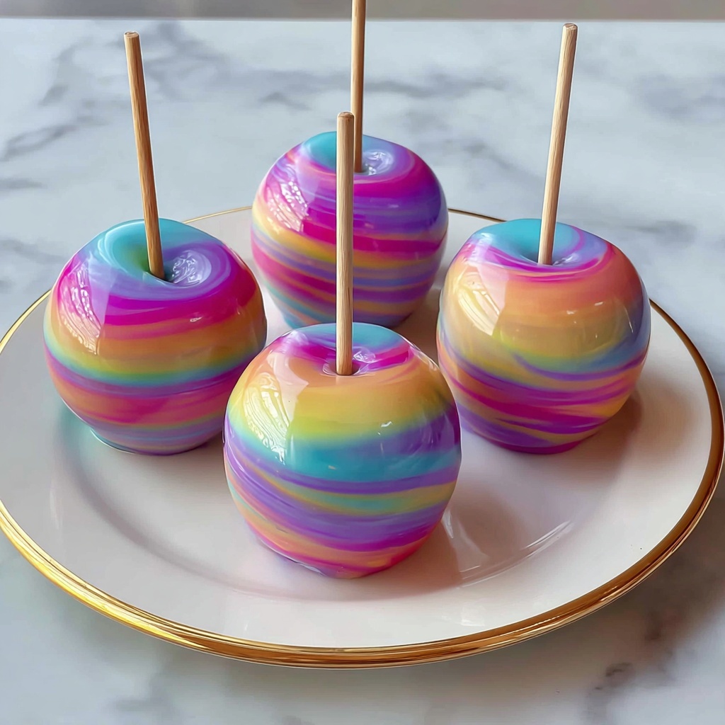 Rainbow Swirl Candy Apples Recipe - Recipe Image