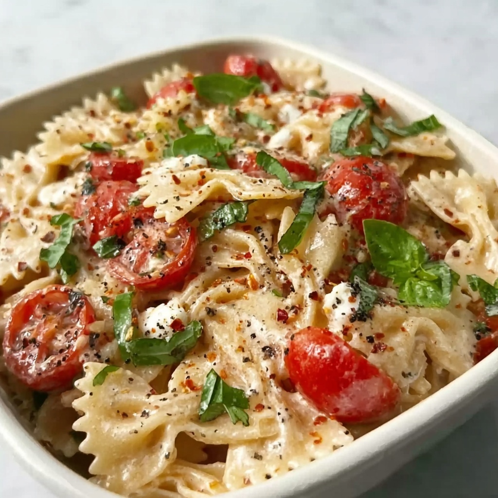 Baked Feta Pasta with Cherry Tomatoes and Basil Recipe - Recipe Image