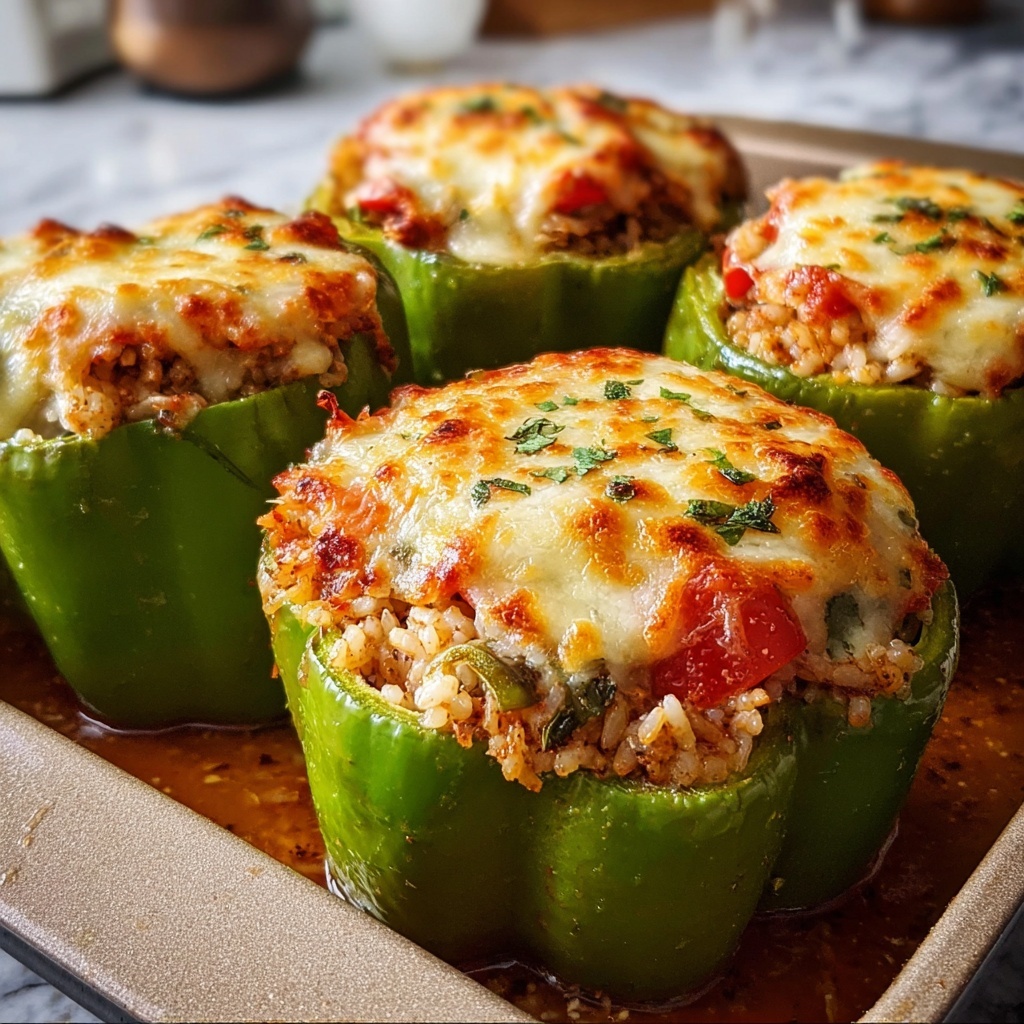 Cheesy Stuffed Green Peppers: 7 Irresistible Flavor Layers Recipe - Recipe Image