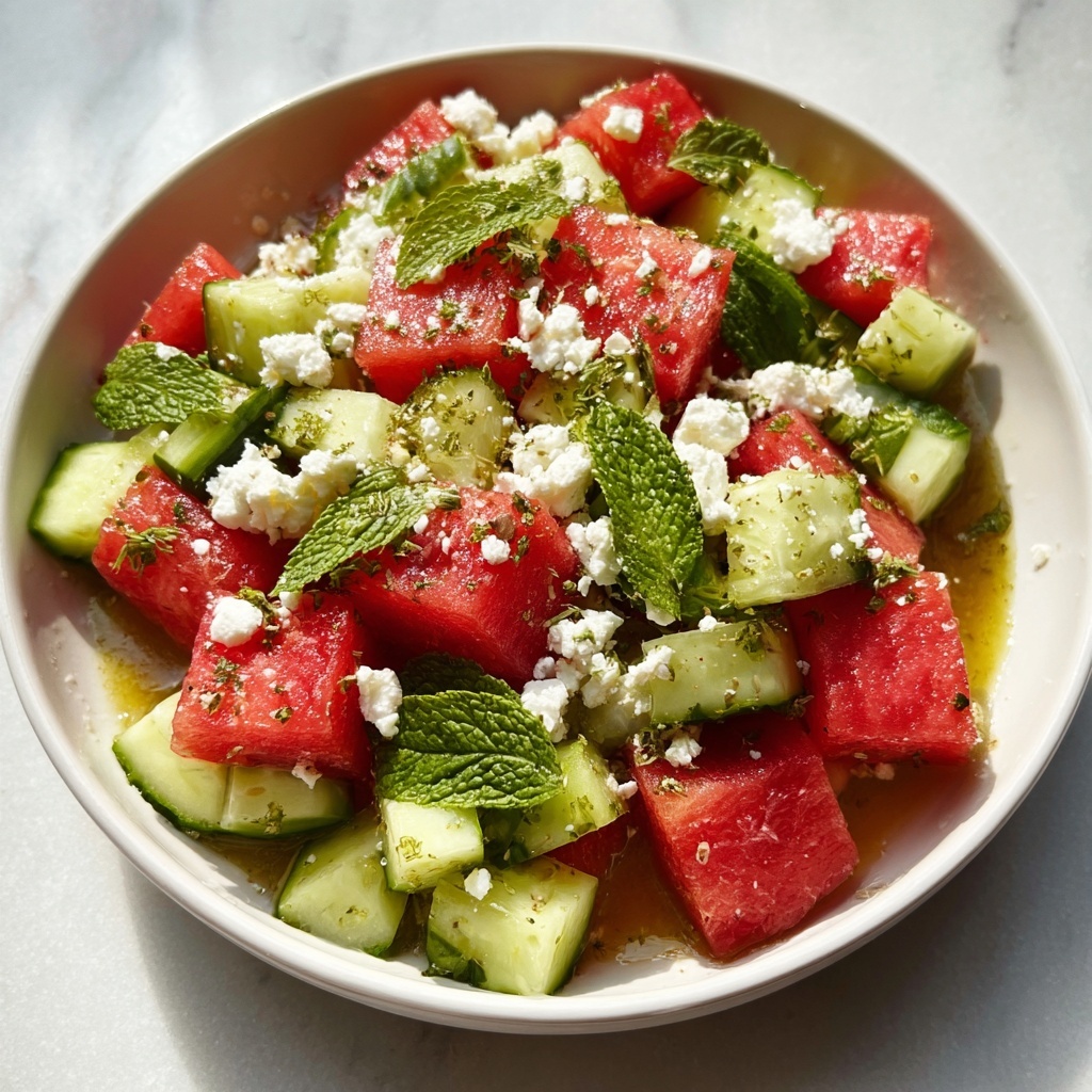 Watermelon Salad with Cucumber and Feta Recipe - Recipe Image