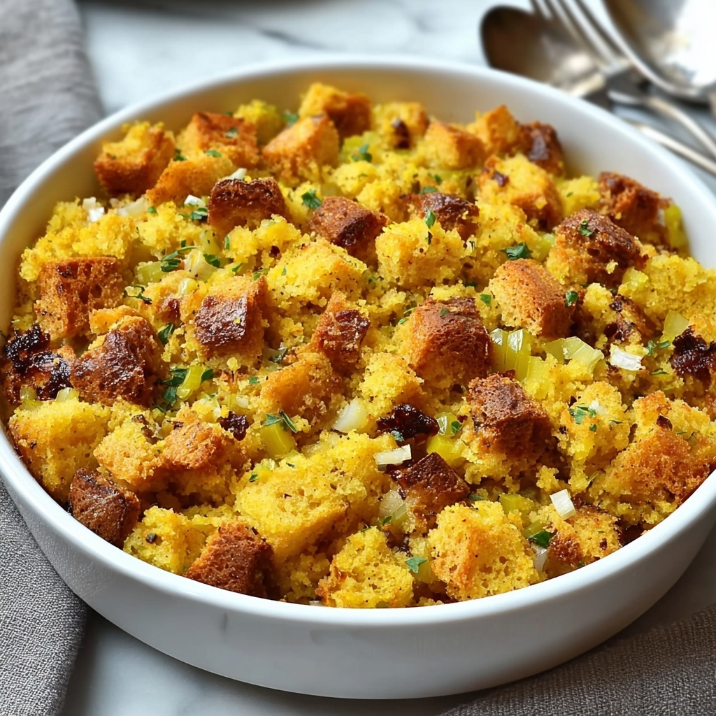 Savory Pumpkin Cornbread Stuffing with Sausage Recipe - Recipe Image