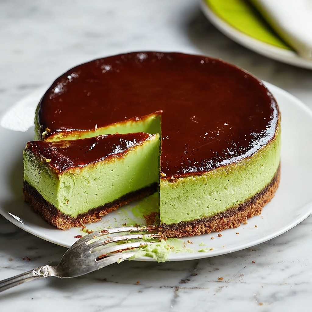 Deliciously Creamy Pandan Basque Burnt Cheesecake Recipe - Recipe Image