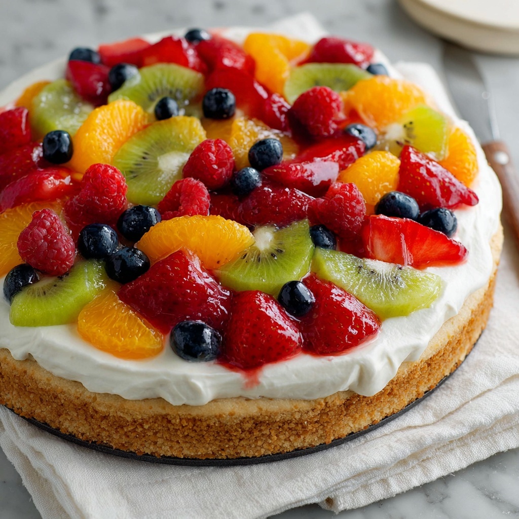 Colorful Summer Fruit Pizza with Cream Cheese Frosting Recipe - Recipe Image