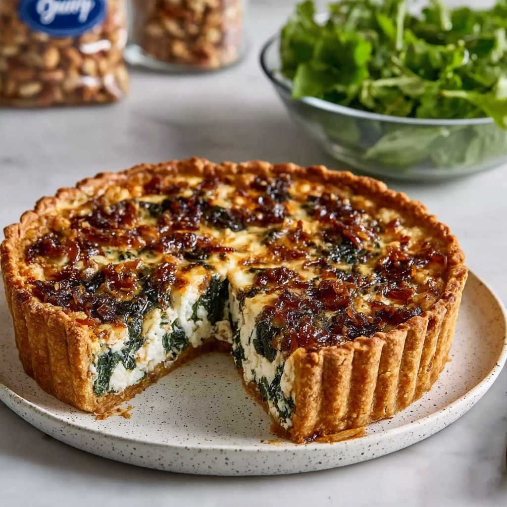 Caramelised Onion, Feta & Spinach Quiche Recipe - Recipe Image