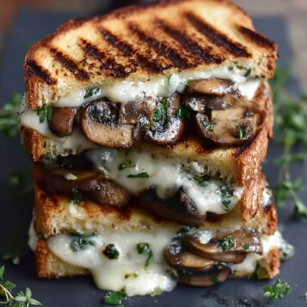 Garlic Mushroom Grilled Cheese Recipe - Recipe Image