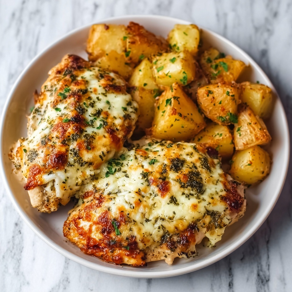 Garlic Parmesan Chicken and Potatoes Bake Recipe - Recipe Image