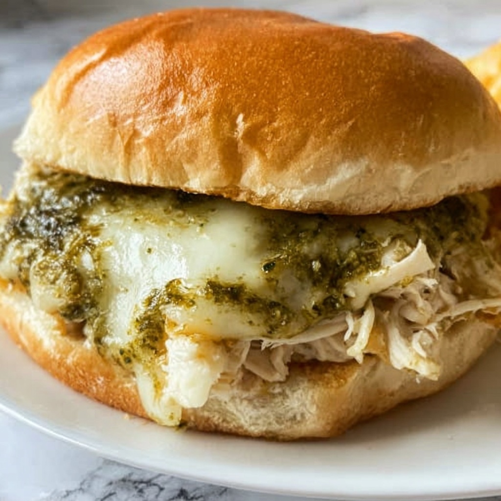 Cheesy Garlic Pesto Chicken Sliders Recipe - Recipe Image