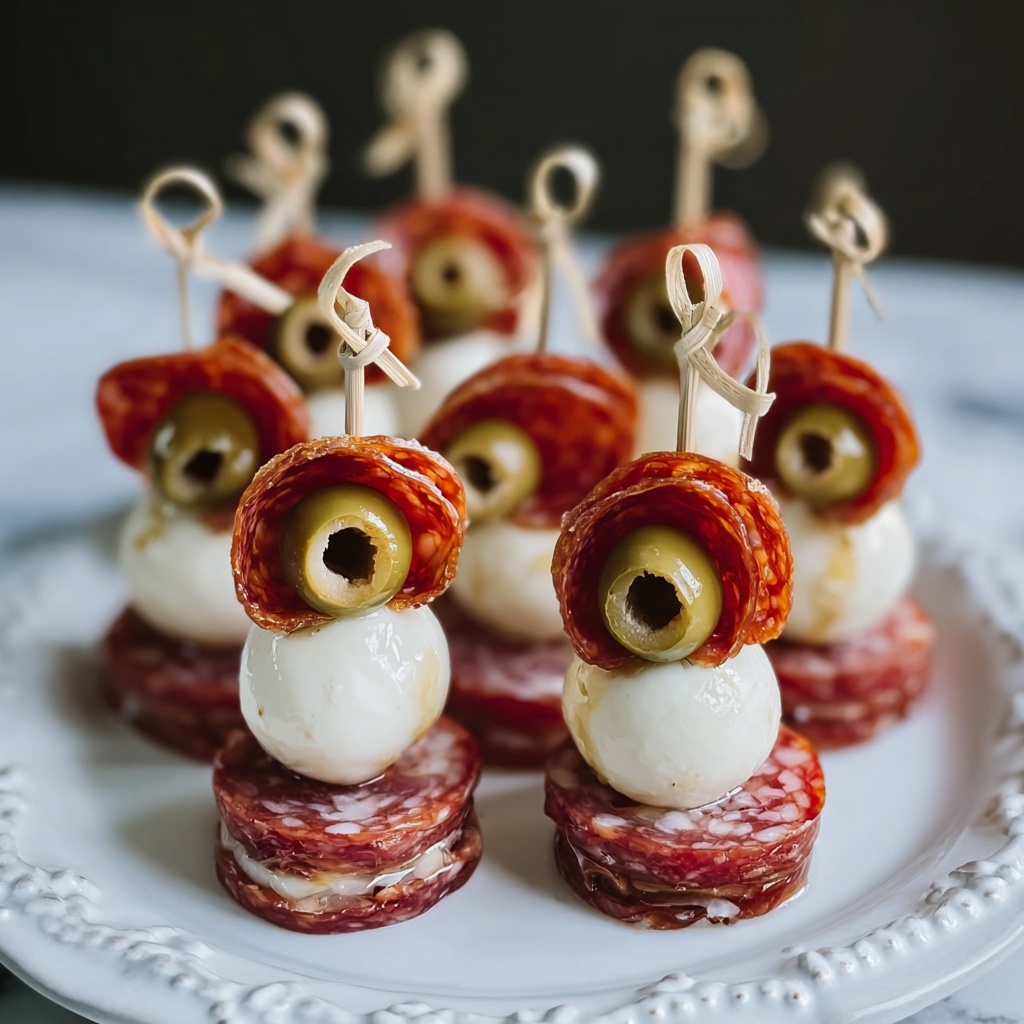 Creepy Skewered Salami Eyeballs: Spooky Fun for Halloween Snacks Recipe - Recipe Image