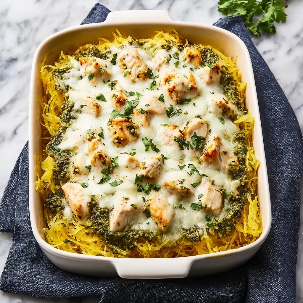 Cheesy Pesto Chicken Spaghetti Squash for Cozy Nights Recipe - Recipe Image