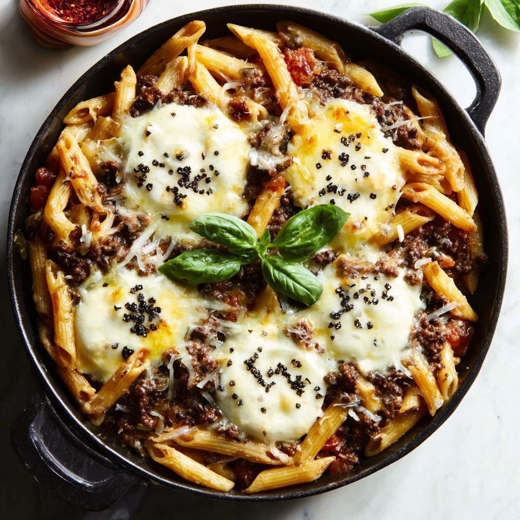 Cheesy Penne with Ground Beef Recipe - Recipe Image