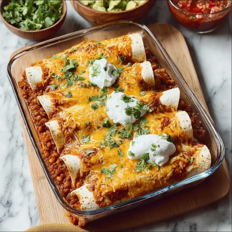 Vegan Lentil Enchiladas with Rich Tomato Sauce and Cheesy Topping Recipe