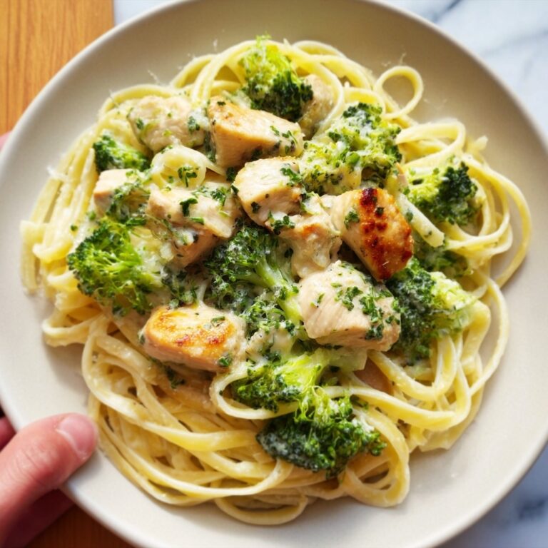 One Pot Creamy Ranch Chicken Broccoli Fettuccine Recipe