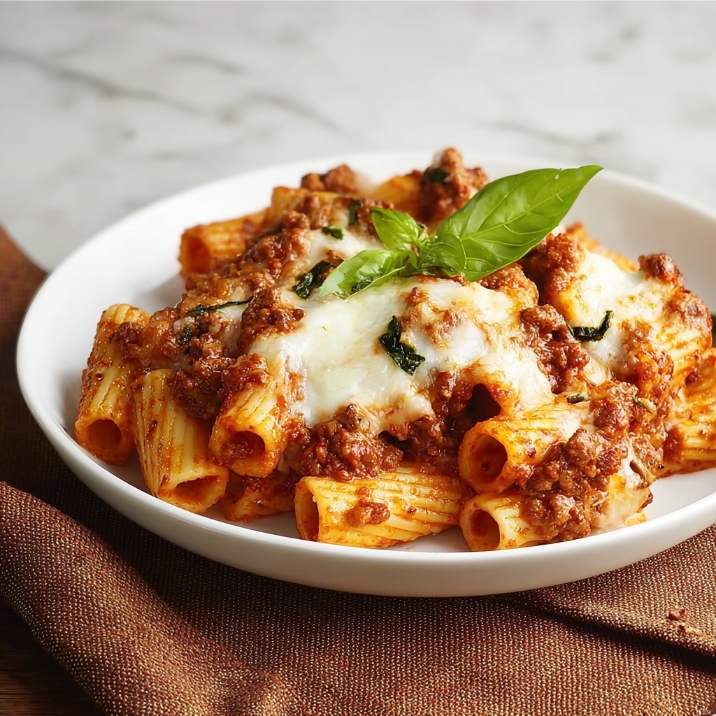 Irresistible Baked Ziti with Three Cheeses Recipe - Recipe Image