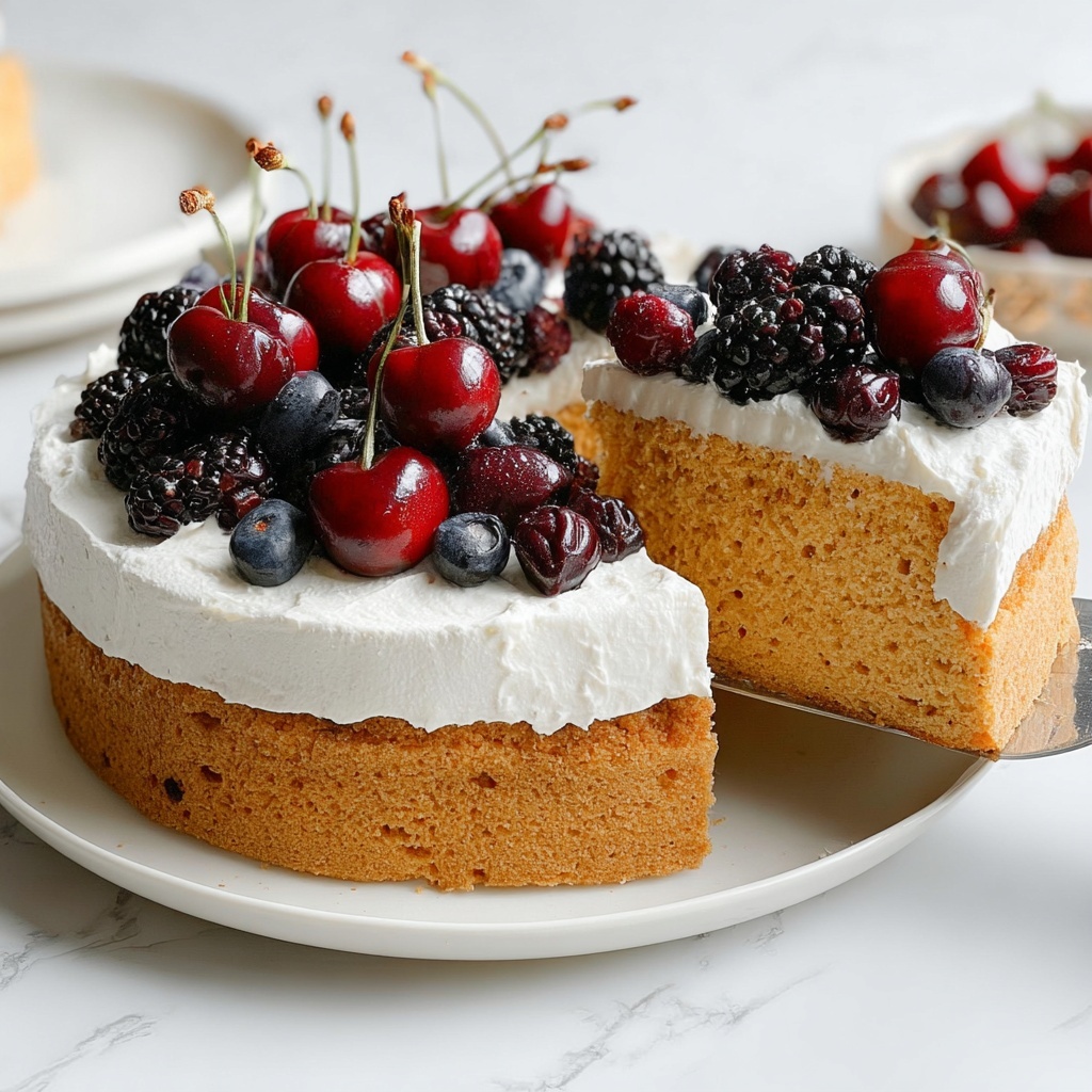 Moist Eggless and Refined Sugar-Free Date Cake with Vegan Whipped Cream and Fresh Fruit Recipe - Recipe Image