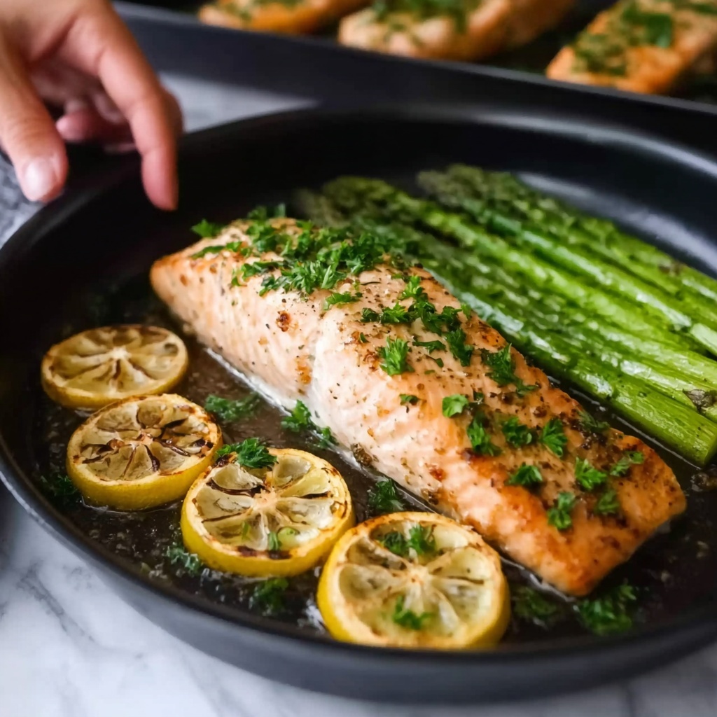 Sheet-Pan Garlic Butter Salmon & Asparagus Recipe - Recipe Image