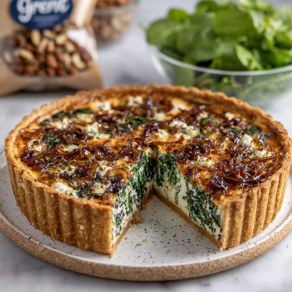 Caramelised Onion, Feta & Spinach Quiche Recipe - Recipe Image
