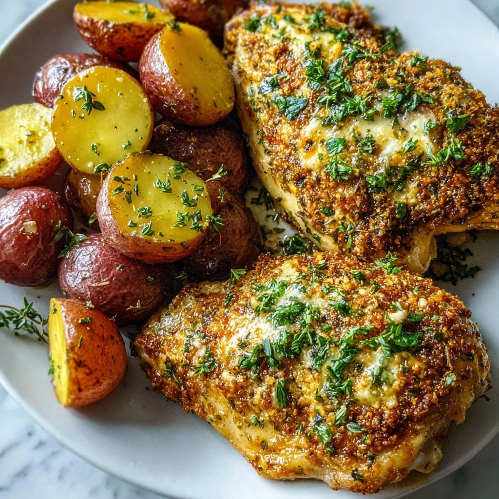 Garlic Parmesan Chicken and Potatoes Recipe - Recipe Image
