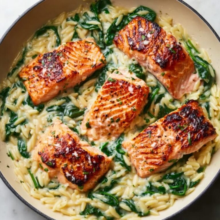 One Skillet Salmon with Lemon Orzo Recipe