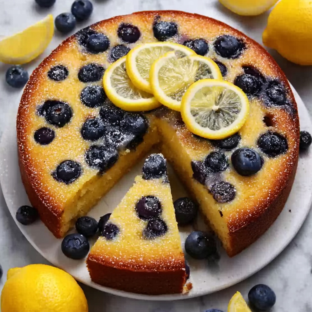 Easy Vegan Lemon Blueberry Cake Recipe - Recipe Image