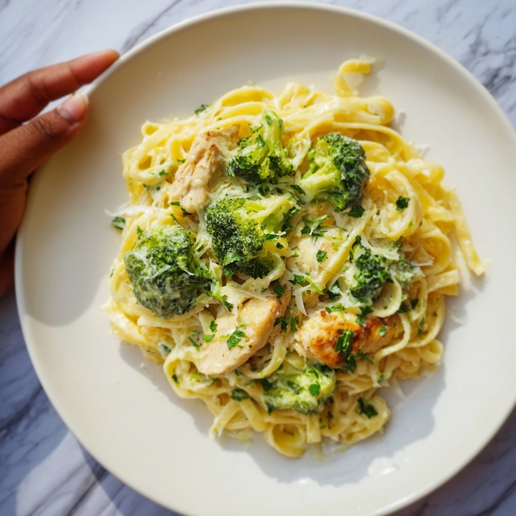One Pot Creamy Ranch Chicken Broccoli Fettuccine Recipe - Recipe Image