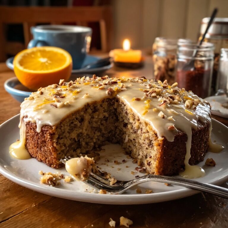 Spiced Date Walnut Cake with Orange Drizzle Recipe